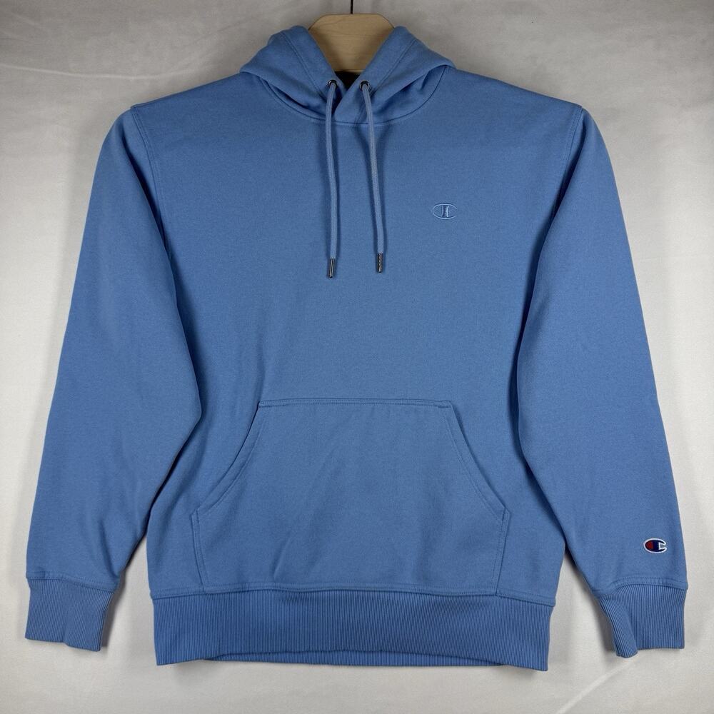 Champion Men’s M Blue Pullover Hoodie Sweatshirt Embroidered Logo NWOT